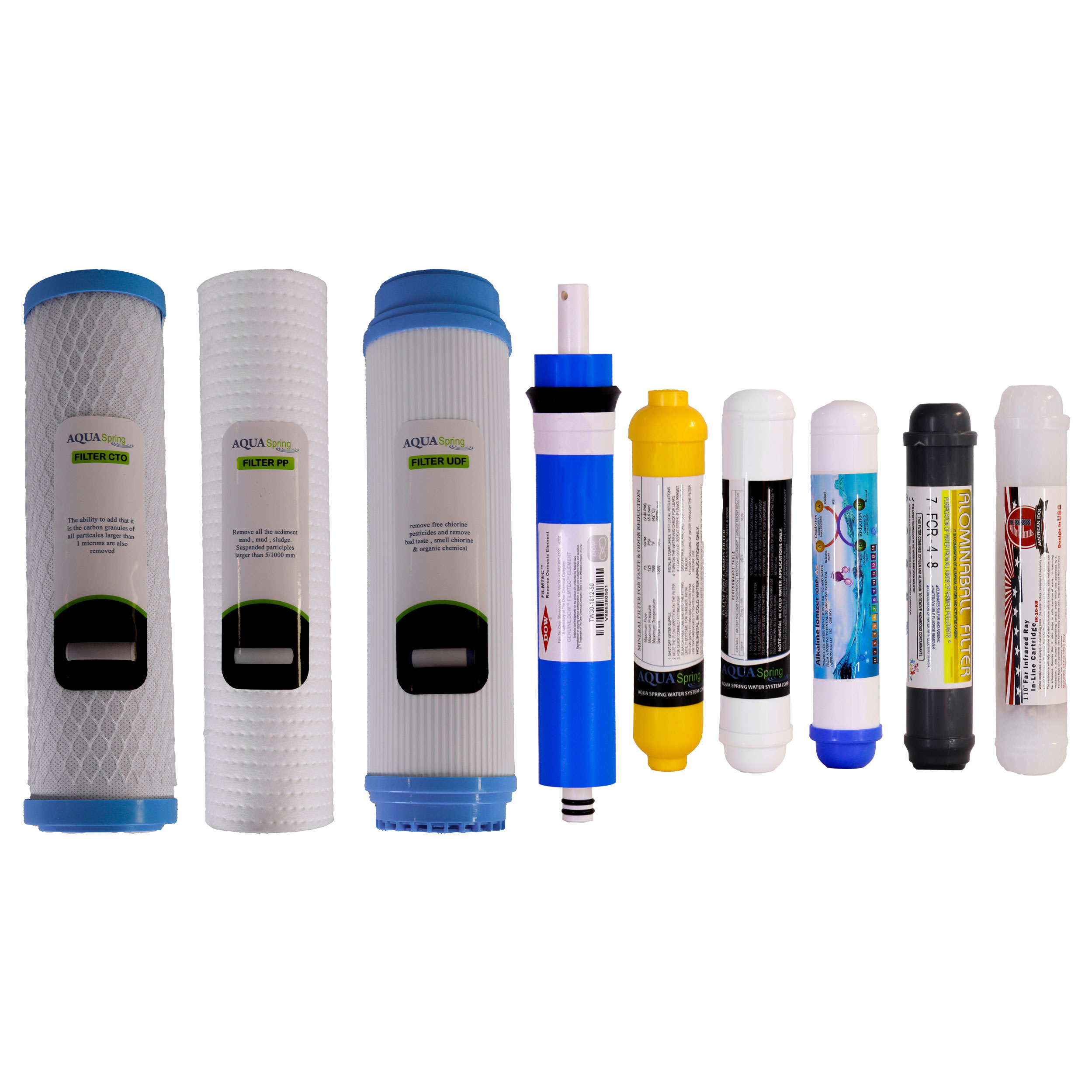 فیلتر دستگاه تصفیه آب آکوآ اسپرینگ مدل FAS_FAW9 مجموعه نه عددی