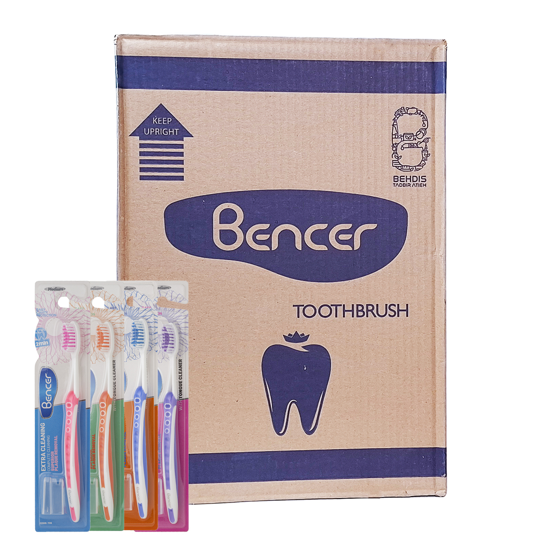 مسواک بنسر مدل اکسترا کلینینگ با برس متوسط بسته 144عددی