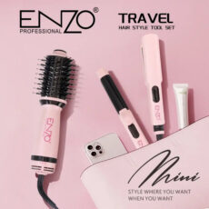 سشوار برس‌دار حالت‌دهنده 1000 وات انزو پروفیشینال مدل EN-3316 3in1 به همراه اتو مو و فر کننده مو