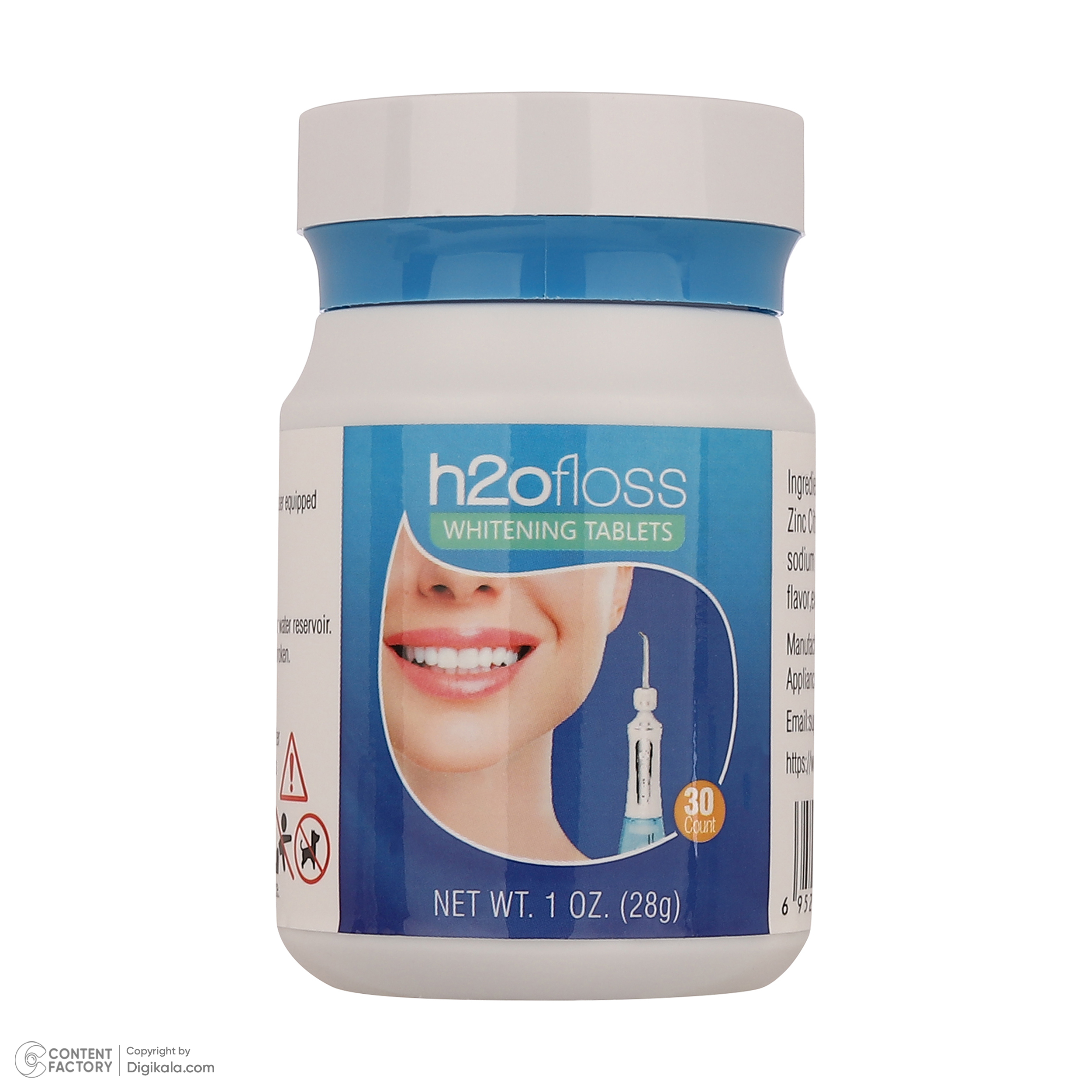 سری یدک دستگاه شست و شوی دهان و دندان اچ تو اوفلس مدل Whitening به همراه قرص سفید کننده دندان اج تو افلس بسته 30 عددی