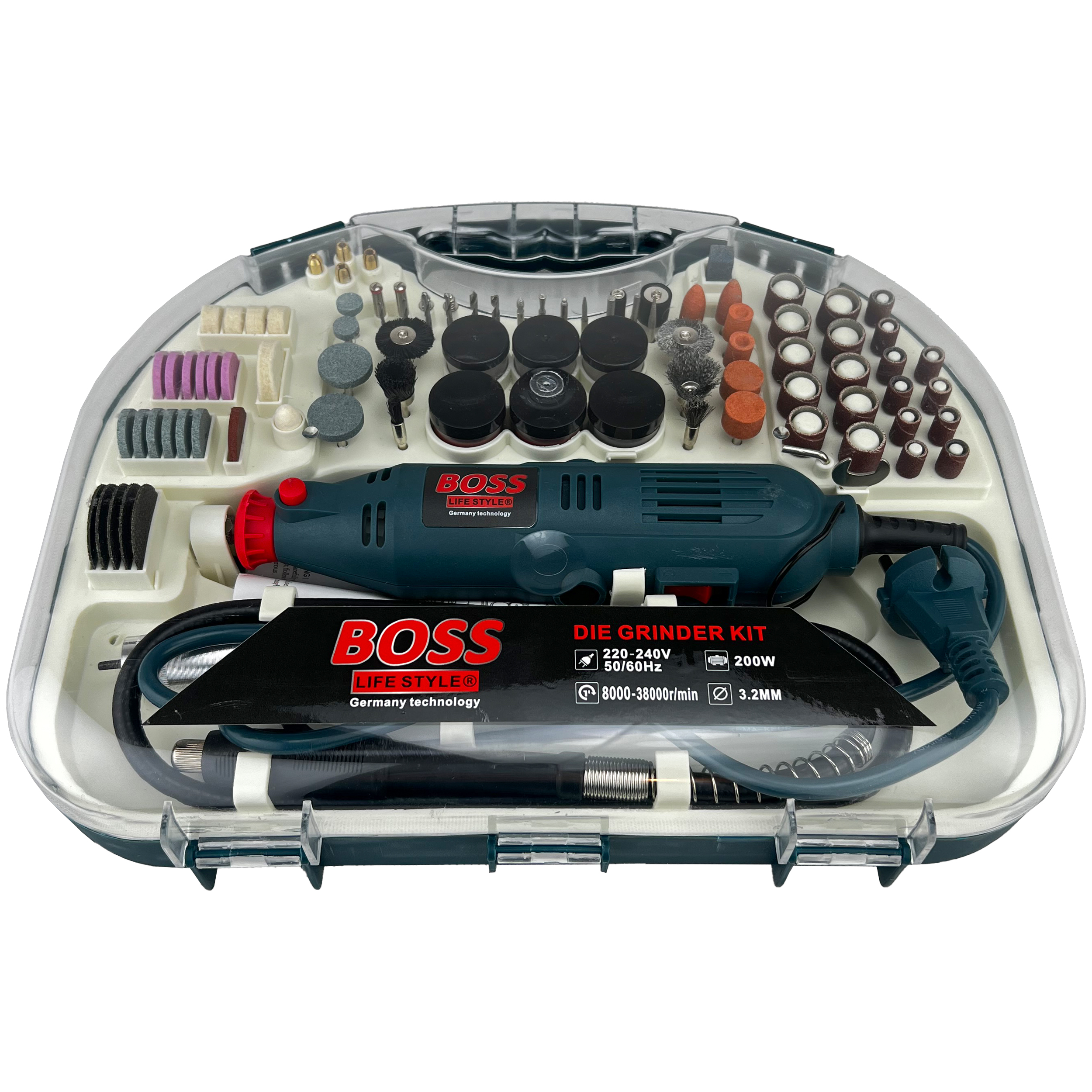فرز انگشتی مینیاتوری و حکاکی باس مدل DIE-GRINDER مجموعه 200 عددی