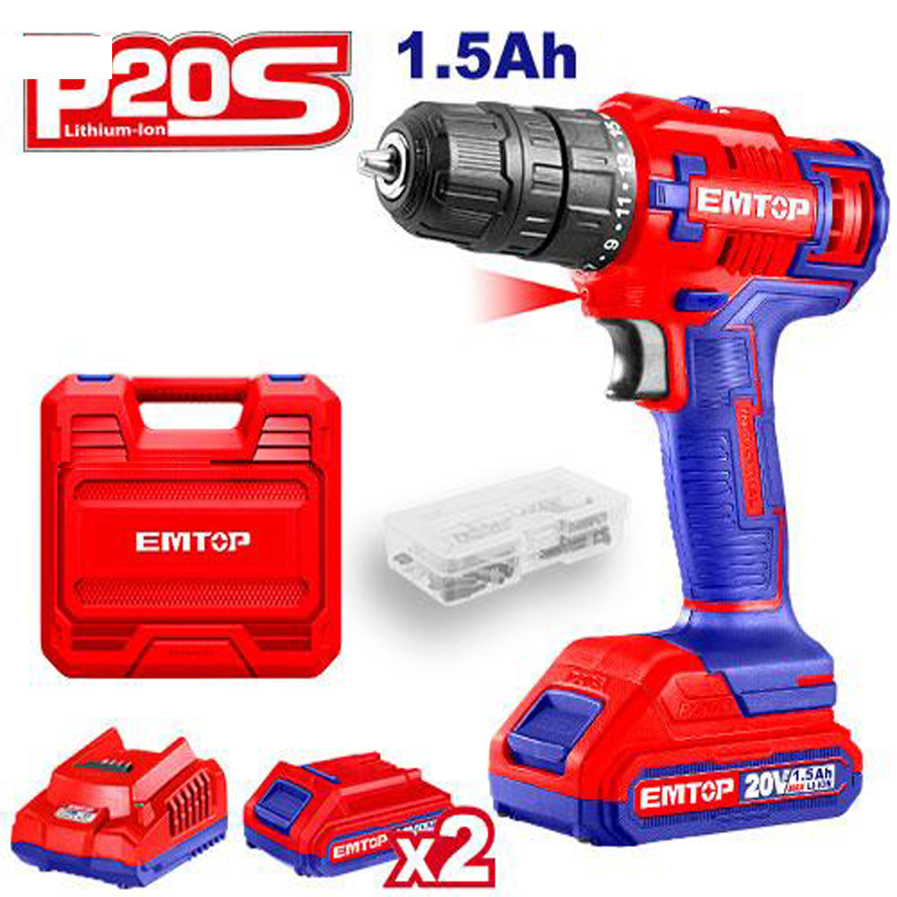 دریل پیچ گوشتی شارژی ایمتاپ مدل ECDL200528 مجموعه 59 عددی