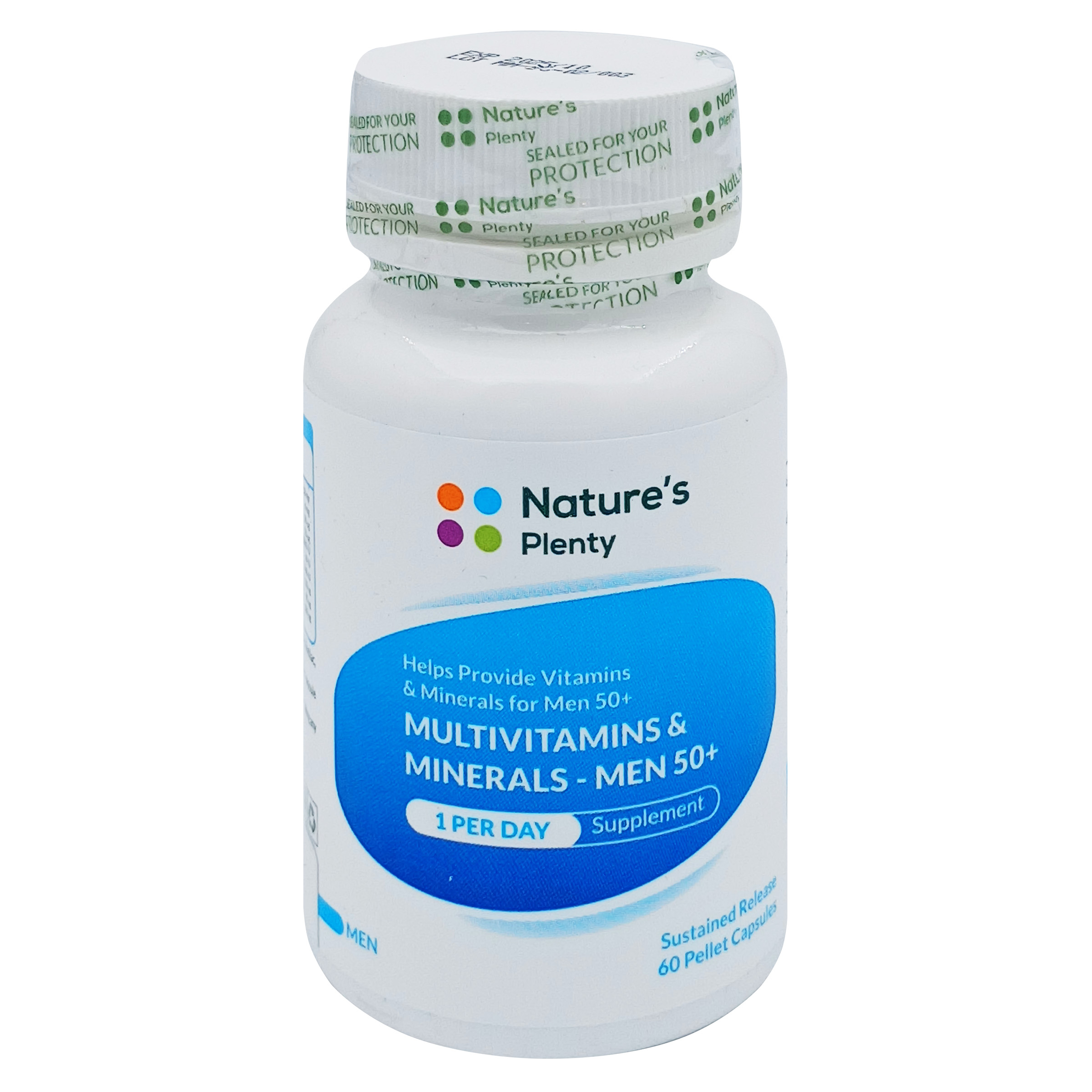 کپسول مولتی ویتامین و مینرال مخصوص آقایان بالای 50 سال نیچرز پلنتی بسته 60 عددی