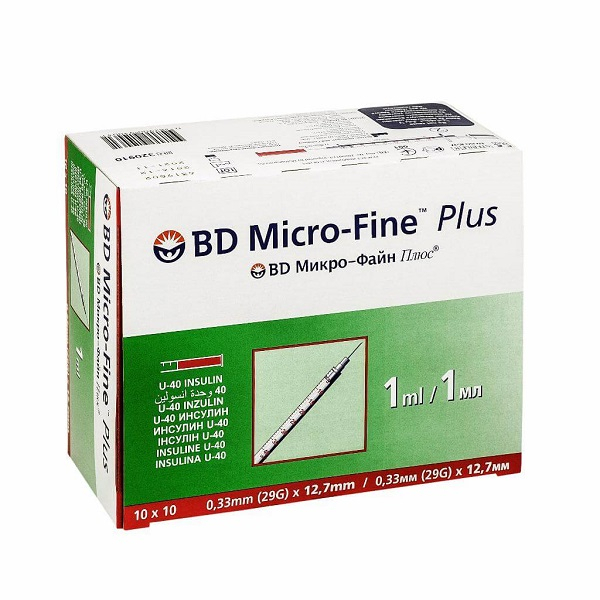 سرنگ انسولین بی دی مدل micro-fine plus حجم 1 میلی لیتر بسته 100 عددی