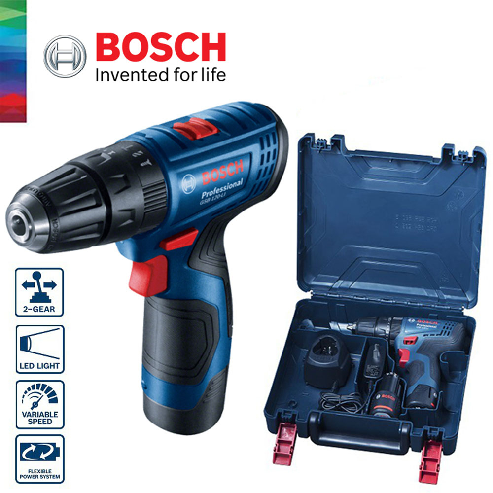 دریل پیچ گوشتی چکشی شارژی بوش مدل GSB 120-LI 2Ah