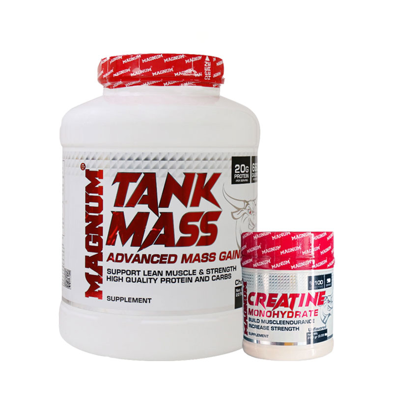 گینر تانک مس مگنوم - 2270 گرم به همراه کراتین مونوهیدرات مگنوم - 250 گرم