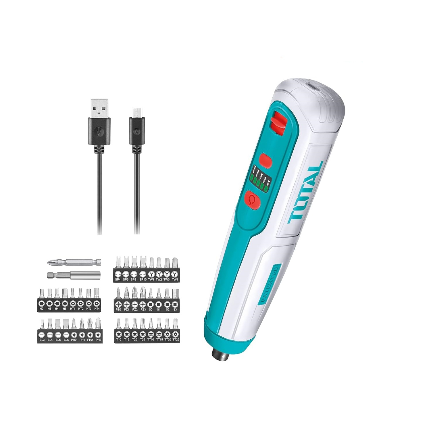 مجموعه 45 عددی پیچ گوشتی شارژی توتال مدل TSDLI0403-4V