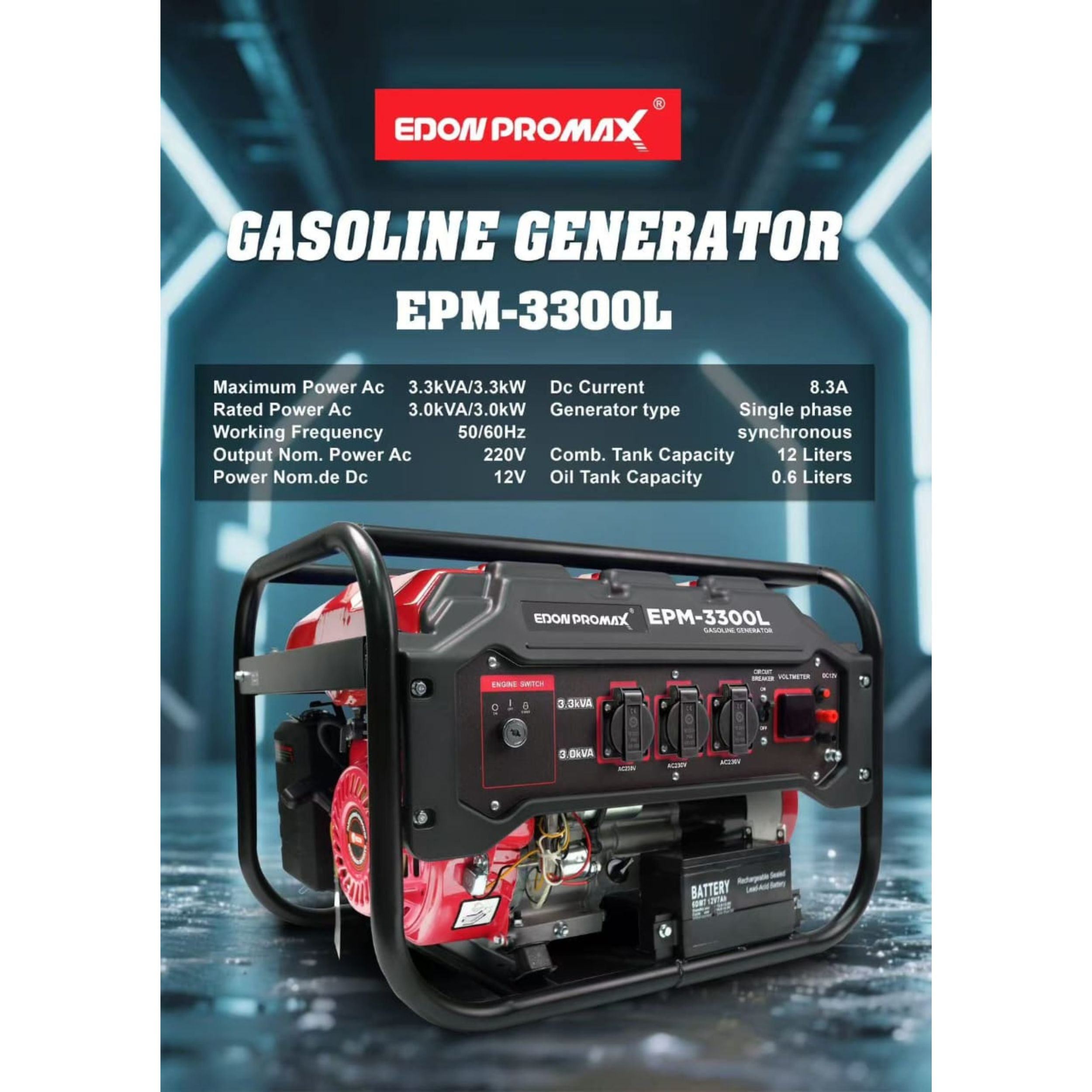 موتور برق بنزینی 7 اسب بخار ادون مدل EPM-3300L
