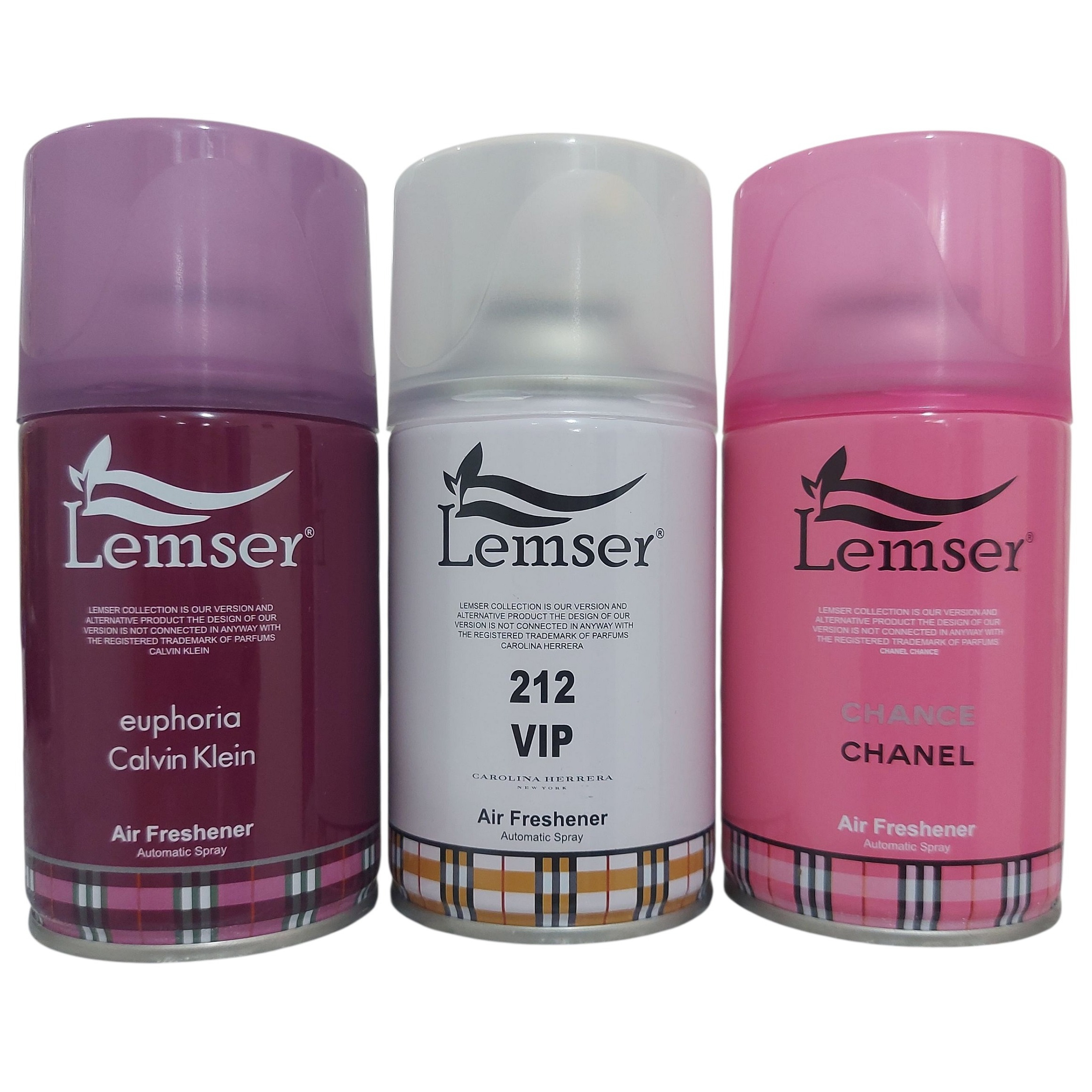 اسپری خوشبو کننده هوا لمسر مدل A01 رایحه ایفوریا رایحه 212 و رایحه چنل چنس حجم 250 میلی لیتر مجموعه ۳ عددی