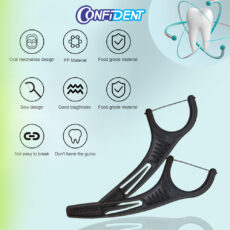 نخ دندان کانفیدنت مدل ذغالی کمانی مجموعه 10 عددی