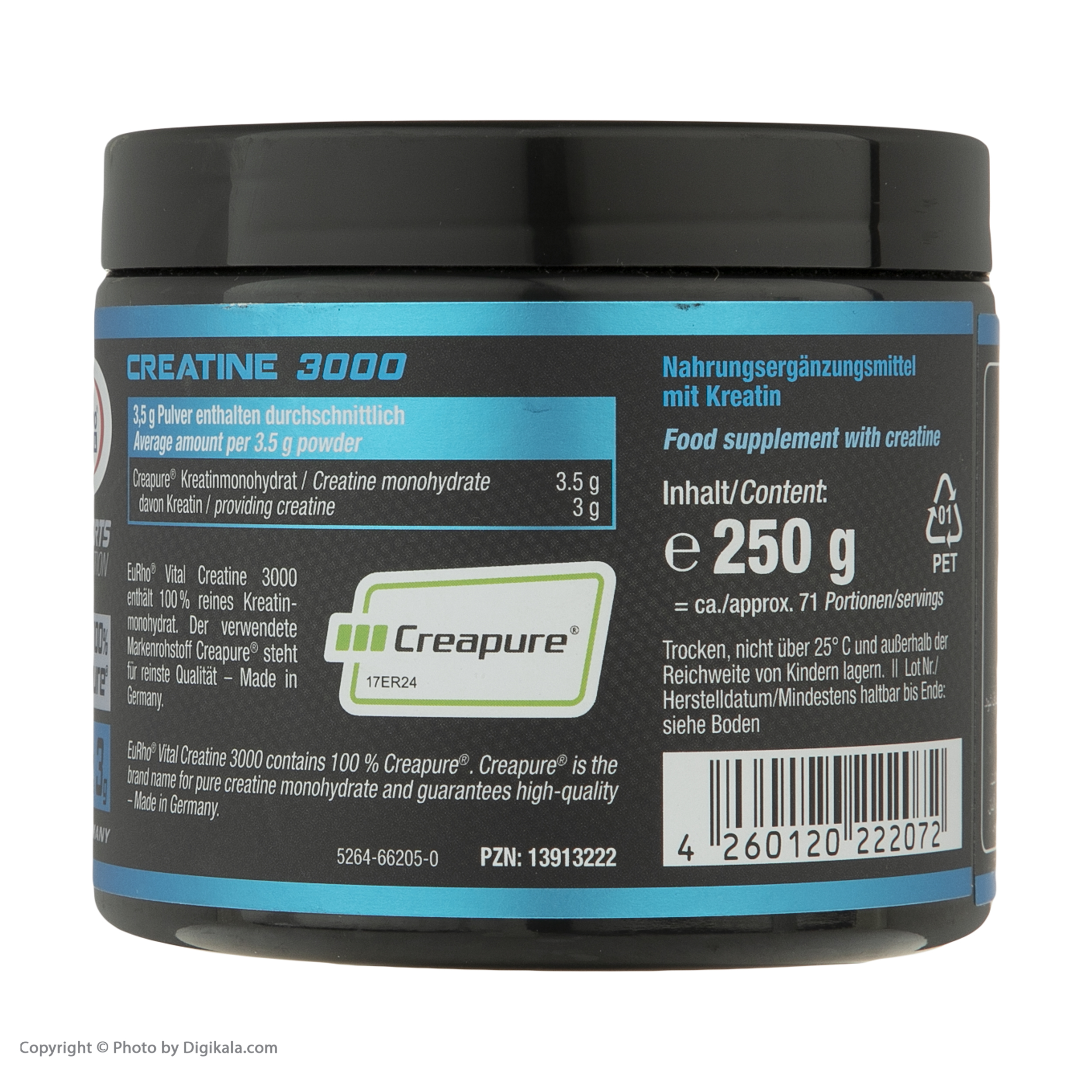 پودر کراتین کراپیور مونوهیدرات 3000 یورو ویتال وزن 250 گرم