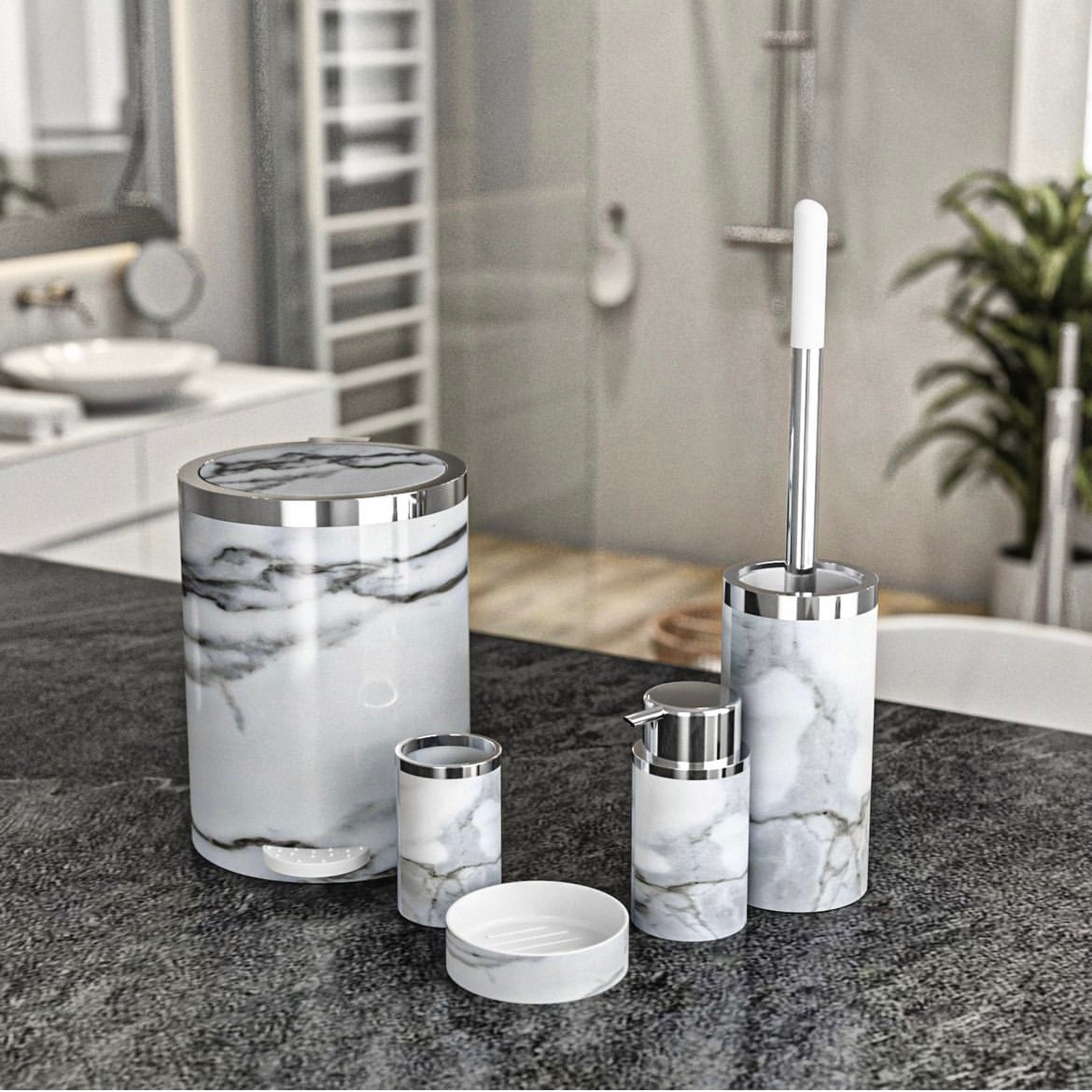 ست سرویس بهداشتی 5 پارچه هارمونی مدل بتن کد WH