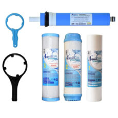 فیلتر دستگاه تصفیه کننده آب آکوا پیورست مدل AP-07 مجموعه 7 عددی به همراه کپسول فاضلاب مدل FLOW 300