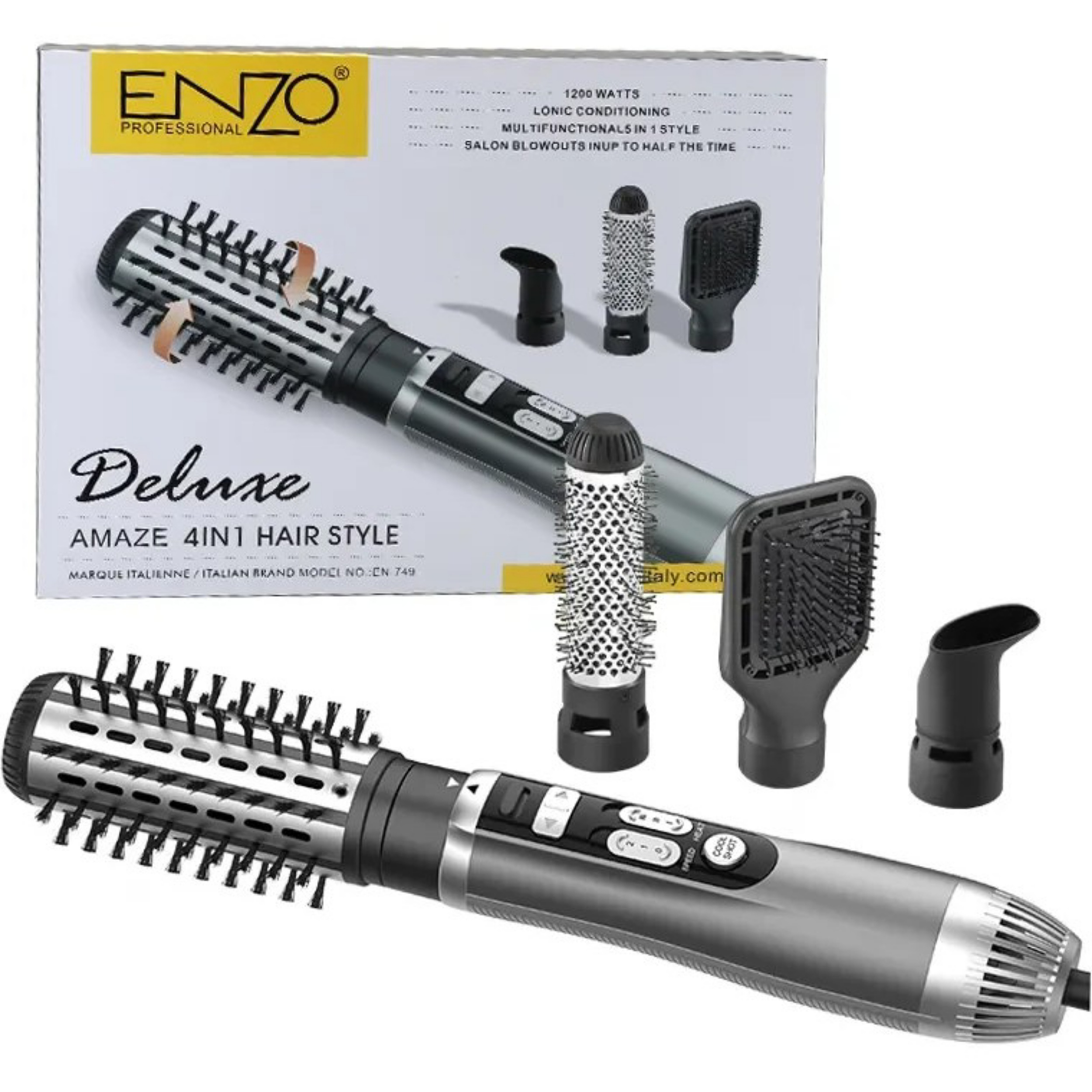 سشوار برسدار چرخشی 1200 وات انزو پروفیشینال مدل EN-749 4in1