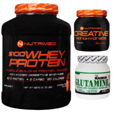 وی پروتئین 100% ناتریمد 2270 گرم – کراتین مونوهیدرات ناتریمد 300 گرم – گلوتامین مگنوم 300 گرم