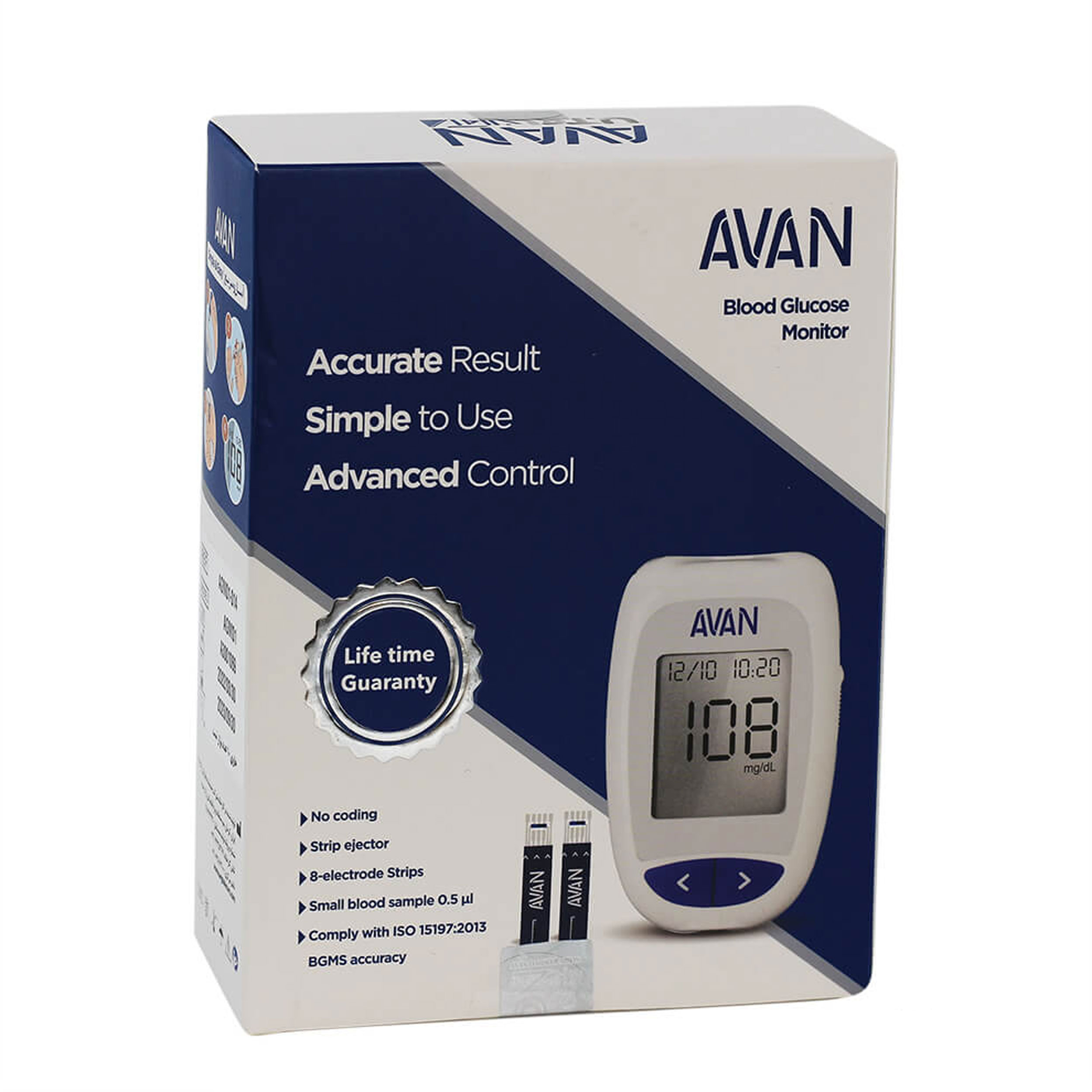 دستگاه تست قند خون آوان مدل AGM01 به همراه 10 عدد نوار تست قند خون
