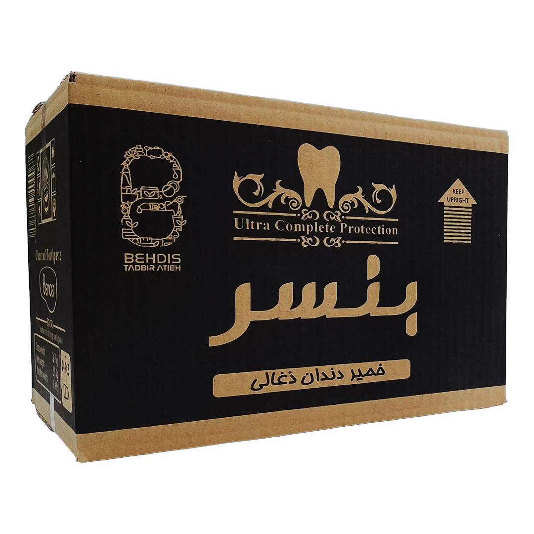 خمیر دندان سفید کننده بنسر مدل زغالی با طعم نعنا حجم 120 میلی لیتر بسته 24 عددی