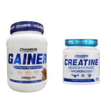 پودر گینر با طعم شکلات دوبیس - 1000 گرم به همراه پودر کراتین دوبیس - 300 گرم