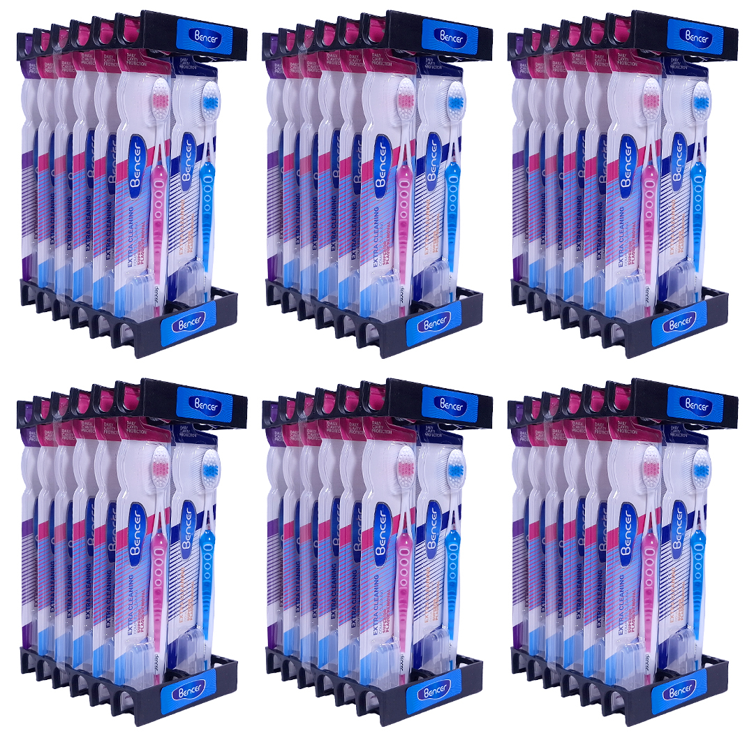 مسواک بنسر مدل اکسترا کلینینگ با برس سخت بسته 72 عددی