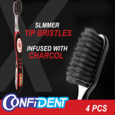 مسواک کانفیدنت مدل Golden Charcoal با برس خیلی نرم مجموعه 4 عددی