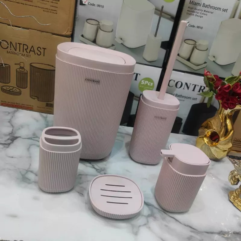 ست سرویس بهداشتی 5 پارچه کنتراست مدل روما تمام خطی کد DH46