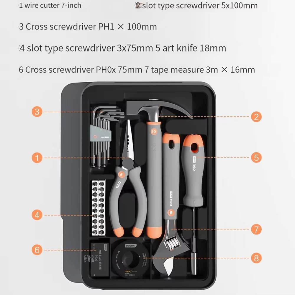 پیچ گوشتی شارژی دلی مدل H1001-ADEF مجموعه 59 عددی