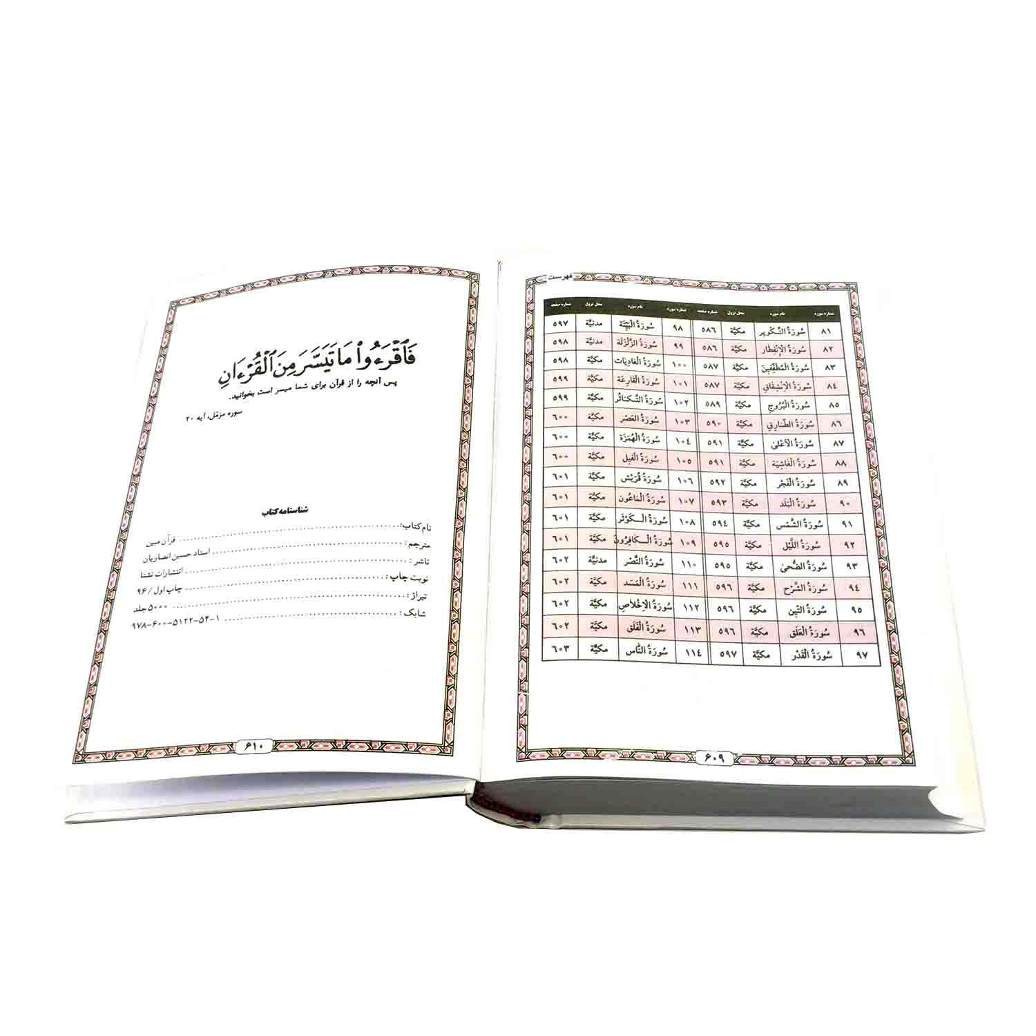 کتاب قرآن مبین ترجمه حسین انصاریان انتشارات نشتا