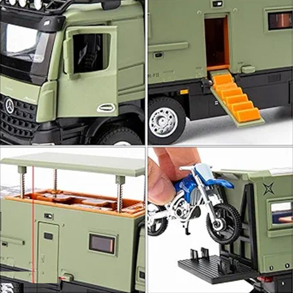 ماکت ماشین مدل کامیون بنز یونیماگ آرکوس کمپر آفرود مجموعه 2 عددی