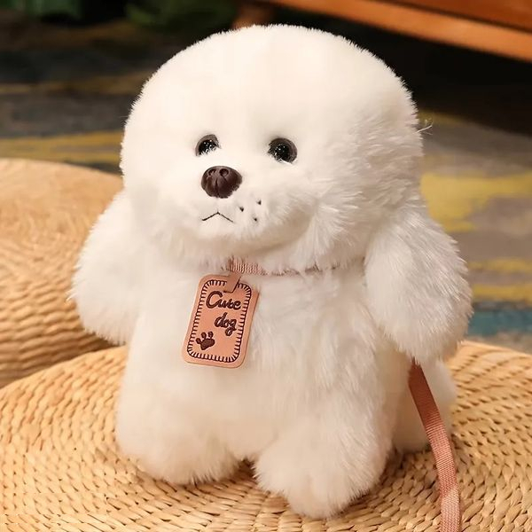 عروسک طرح سگ قلاده دار مدل لاکچری کد 110 ارتفاع 25 سانتی‌ متر