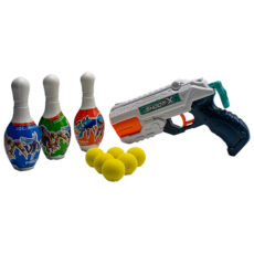 تفنگ اسباب بازی دوکاره آبپاش و پرتاب توپ با بولینگ کد A007