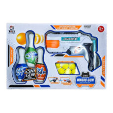 تفنگ اسباب بازی دوکاره آبپاش و پرتاب توپ با بولینگ کد A007