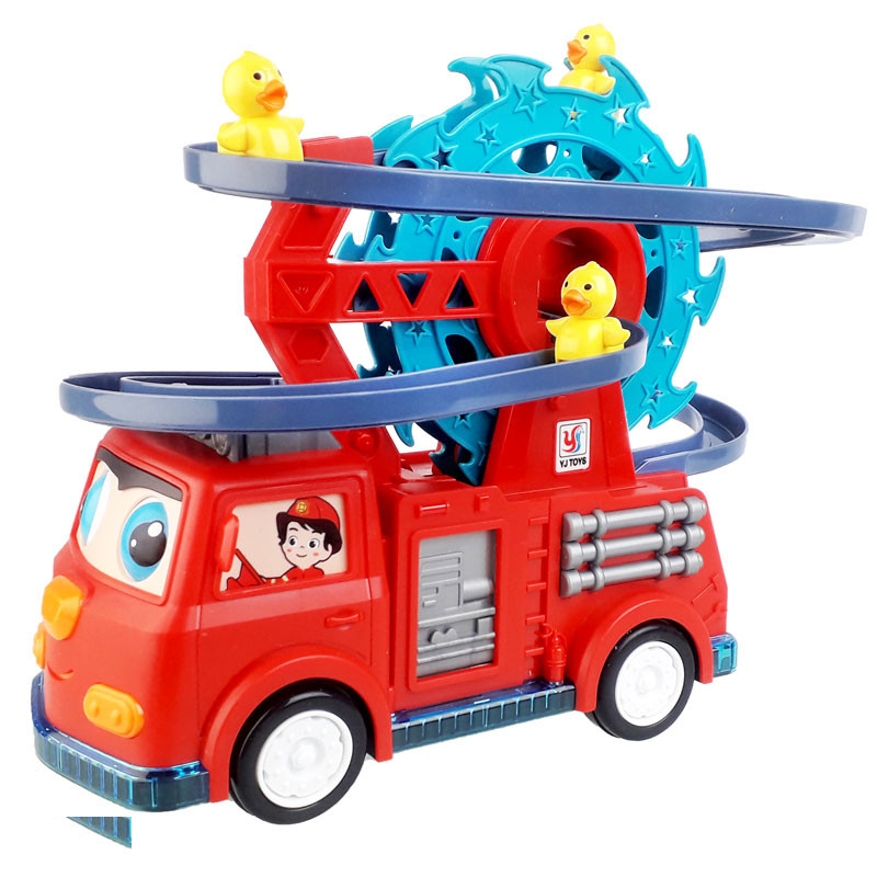 کیت ماشین بازی وای جی تویز مدل آتش نشانی چرخ و فلک و سرسره جوجه اردک کد YJ388-64