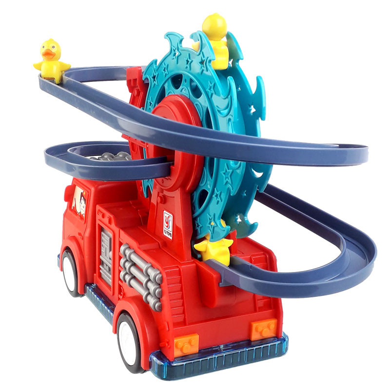 کیت ماشین بازی وای جی تویز مدل آتش نشانی چرخ و فلک و سرسره جوجه اردک کد YJ388-64