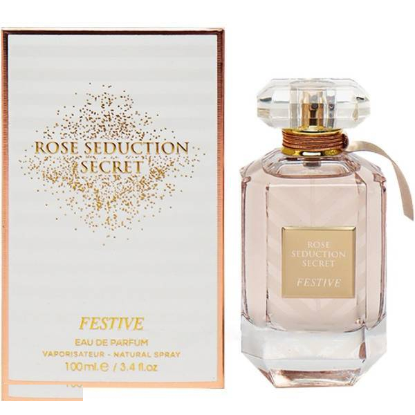 ادکلن زنانه طرح رز سداکشن سکرت فستیو مدل fragrance world rose seduction secret Festive
