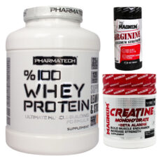 وی پروتئین 100% فارماتک 2270 گرم – کراتین مگنوم 250 گرم – قرص آرژنین مگنوم 60 عددی