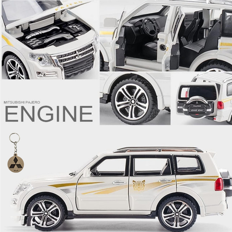ماکت ماشین ناب سل مدل میتسوبیشی پاجرو فلزی موزیکال mitsubishi pajero به همراه جاسوییچی