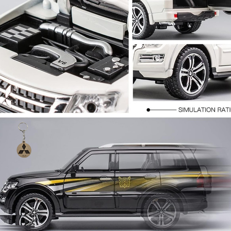 ماکت ماشین ناب سل مدل میتسوبیشی پاجرو فلزی موزیکال mitsubishi pajero به همراه جاسوییچی