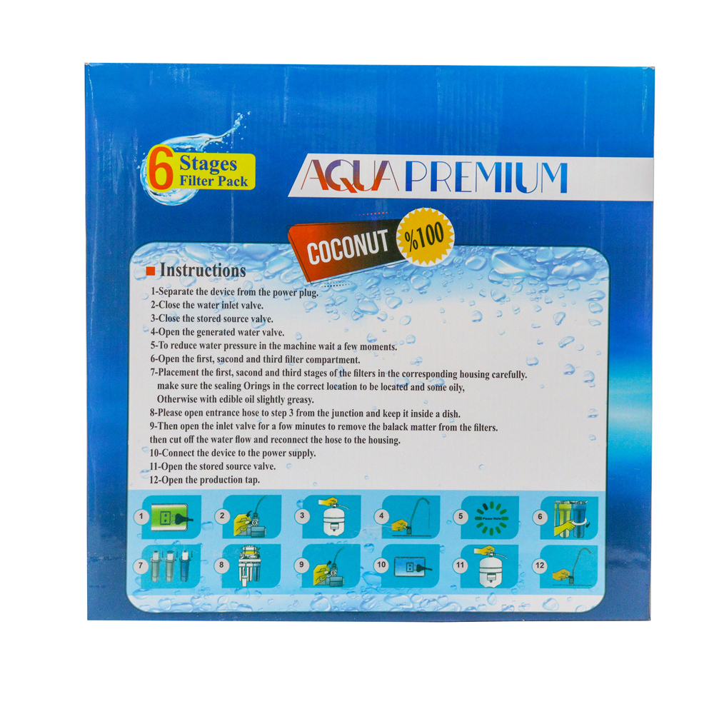 فیلتر دستگاه تصفیه آب آکواپرمیوم مدل AP-6S مجموعه 6 عددی