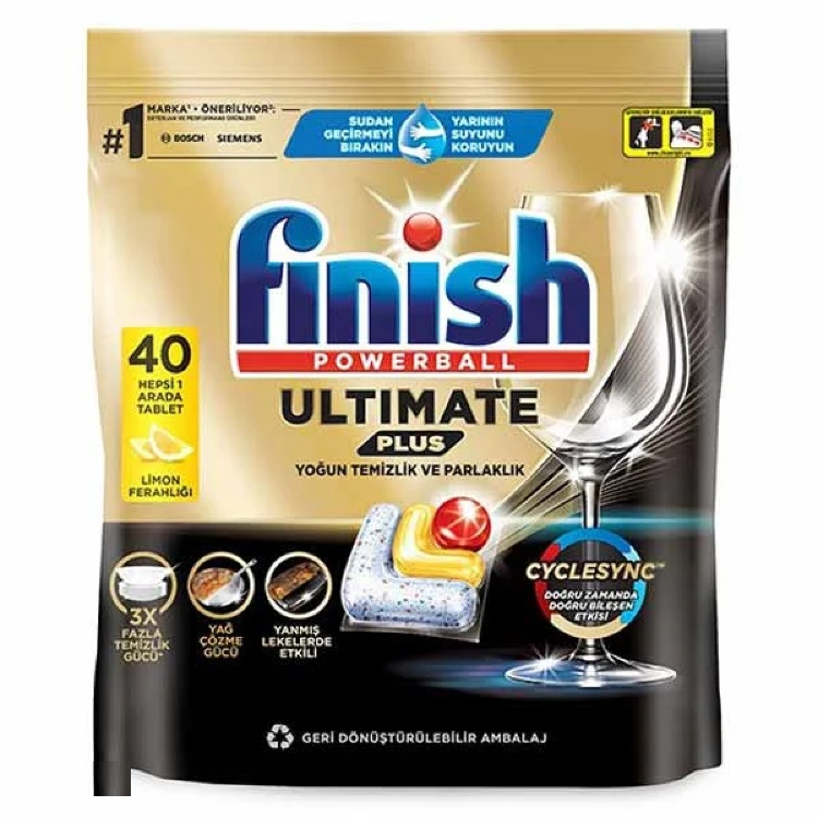 قرص ماشین ظرفشویی فینیش مدل Ultimate Plus طرح جدید رایحه لیمو بسته 40 عددی