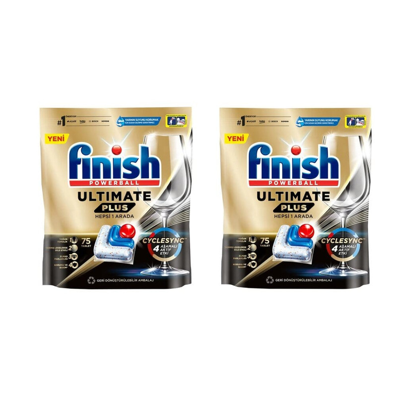 قرص ماشین ظرفشویی فینیش مدل Ultimate Plus Hepsi 1 Arada دو بسته 75 عددی