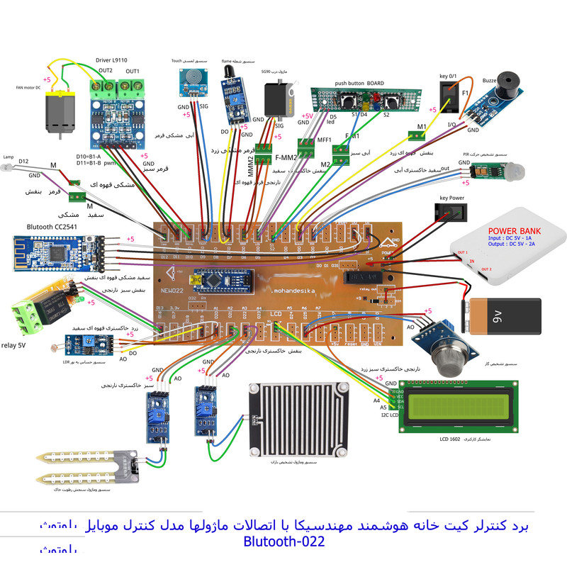 ماکت آموزشی مهندسیکا مدل خانه هوشمند کنترل موبایل Blutooth-022