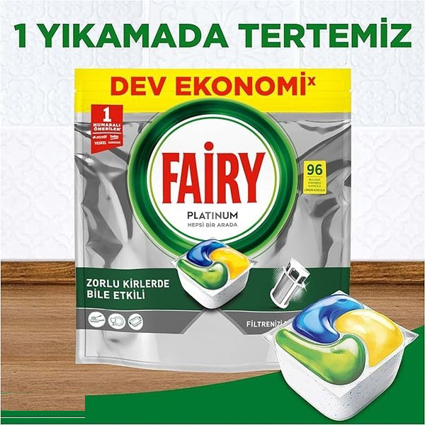 قرص ماشین ظرفشویی فیری مدل platinum بسته 96 عددی