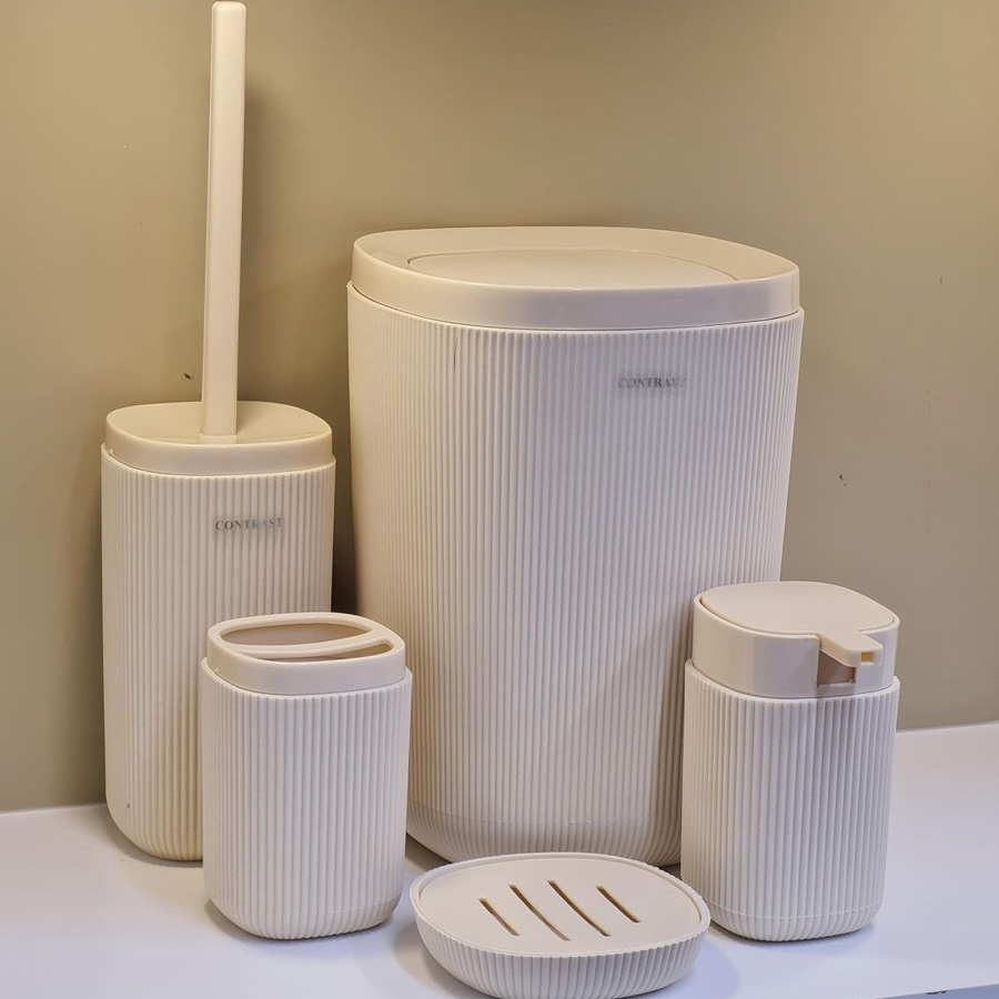 ست سرویس بهداشتی 5 پارچه کنتراست مدل روما تمام خطی کد DH46