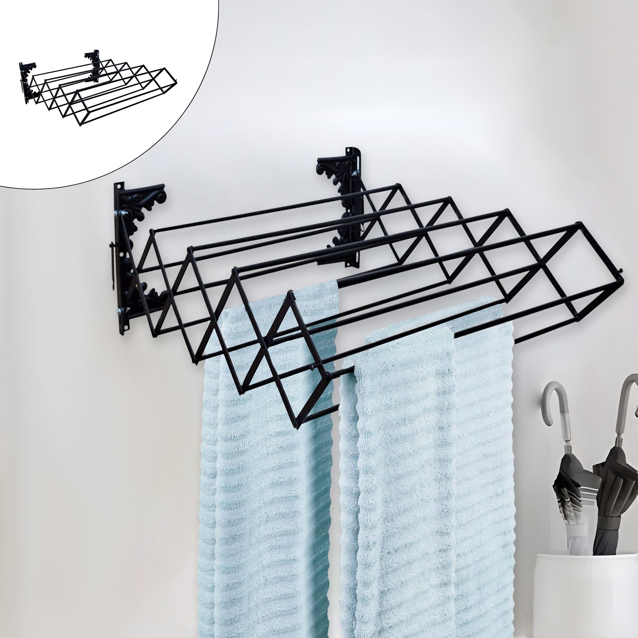 بند رخت دیواری مدل اکاردونی کد 60