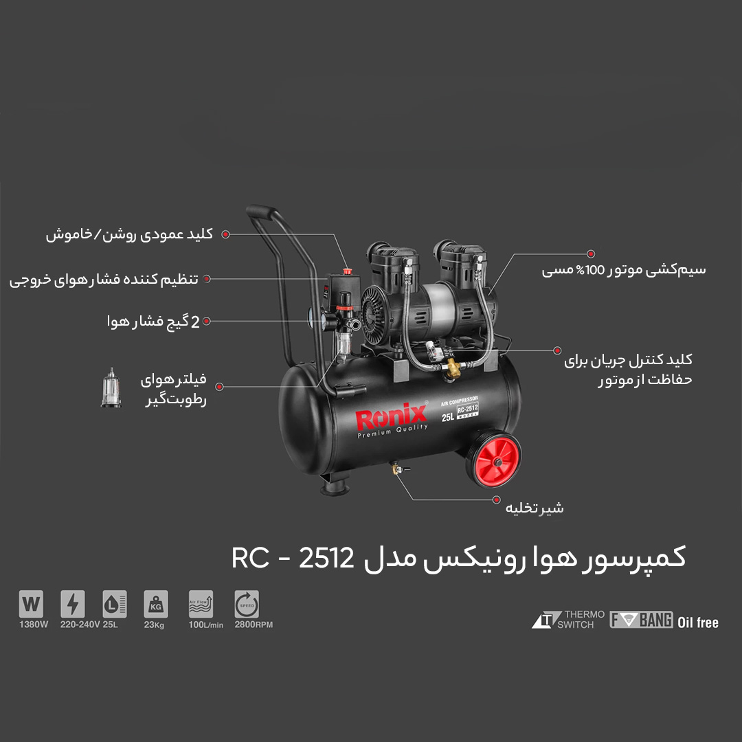 کمپرسور هوا رونیکس مدل rc-2512