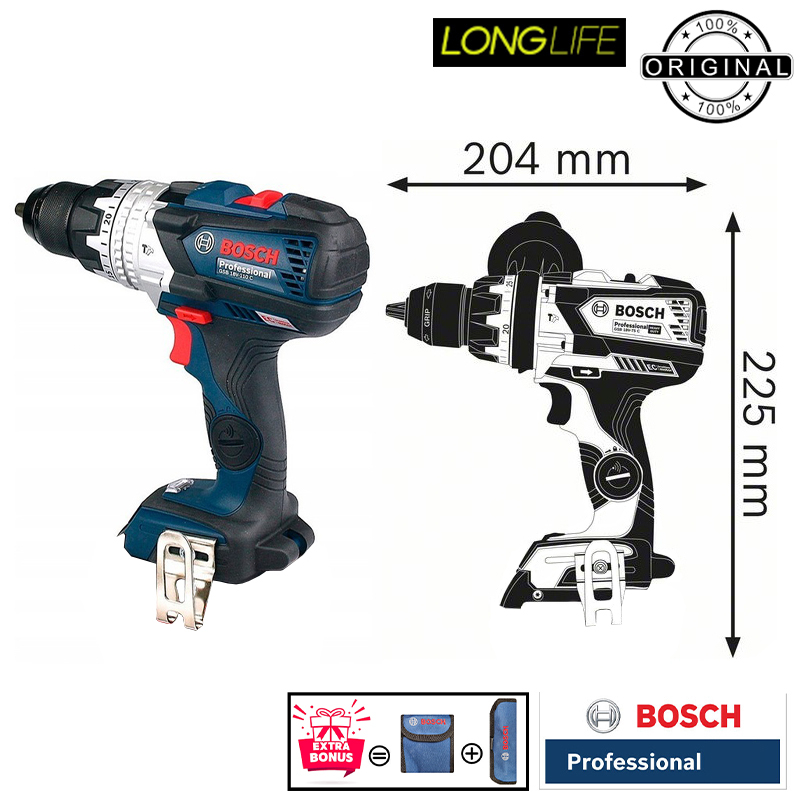 دریل پیچ گوشتی شارژی چکشی 18 ولت بوش مدل (GSB 18V-110 C Brushless (5Ah