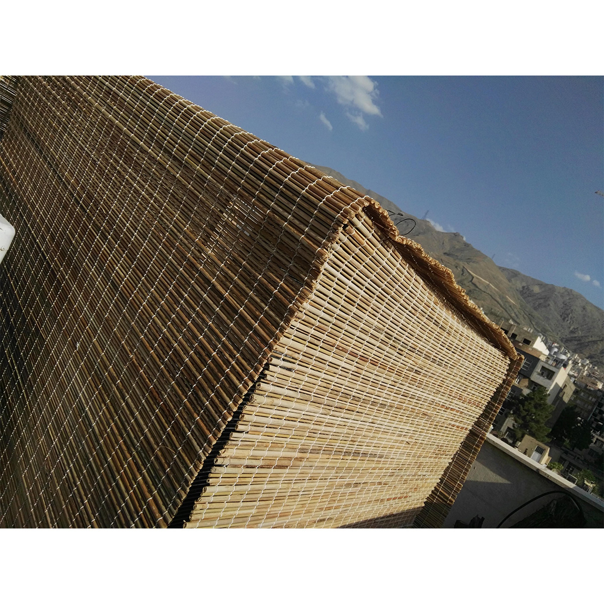 سایبان کولر آبی مدل حصیر چوبی