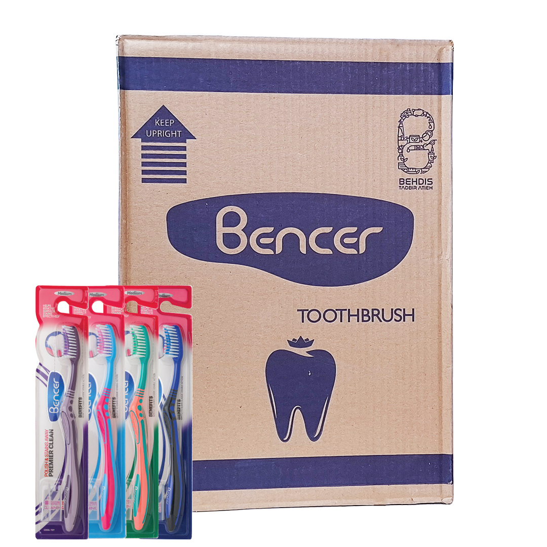 مسواک بنسر مدل پریمیر کلینینگ با برس متوسط بسته 144 عددی