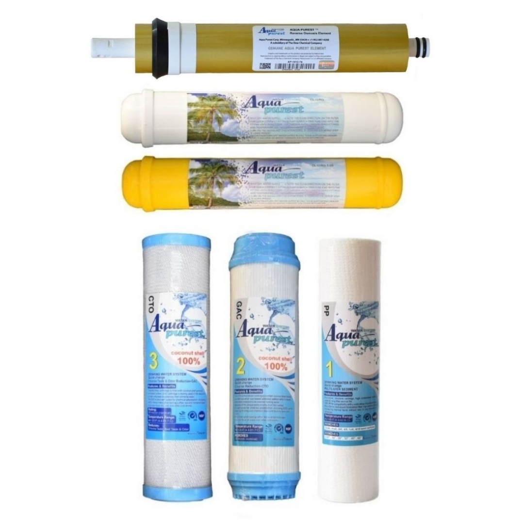 فیلتر دستگاه تصفیه آب آکوا پیورست مدل AQ 600 RO NEW GOLD مجموعه 5 عددی به همراه فیلتر تصفیه آب مدل ممبران