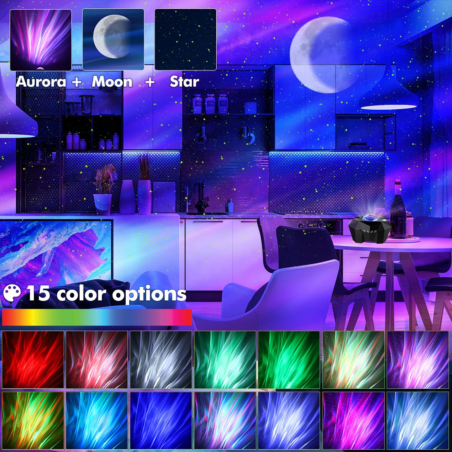 رقص نور مدل Aurora Star Galaxy Projector